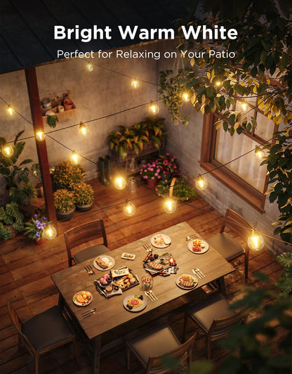 Govee Clear Bulb Outdoor String Lights, 96ft RGBWIC Dimmable Patio & Backyard Lights with 30 LED Bulbs, 111 Modes, IP67 Waterproof & Shatterproof, Works with Alexa, Google & Matter
