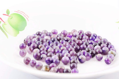 Natural Stone Beads 100pcs 8mm Amethyst Round Genuine Real Stone Beading Loose Gemstone Hole Size 1mm DIY Charm Smooth Beads for Bracelet Necklace Earrings Jewelry Making (Amethyst)