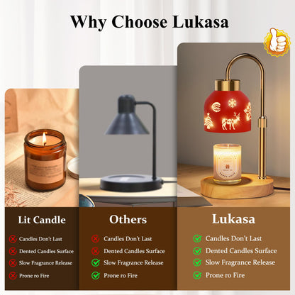 Lukasa, Christmas Candle Warmer Lamp, with Timer and Dimmer, Adjustable Height Candle Lamp, Wax Melt Warmer for Scented Jar Candles, for Women Mom Girls Teens Adults
