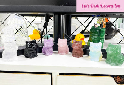 DUQGUHO Cat Decor Rose Quartz Cat Crystal Figurines Mom Crystals Gifts for Cat Lovers Men Women Lucky Cute Cat Statue Pink Gift Decor Mothers Cute Decoration 1PC