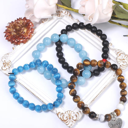 NITOPUPU 100Pcs 10mm Natural Smooth Black Agate Beads Round Loose Gemstone Stone Beads for Jewerly Making with Crystal Stretch Cord