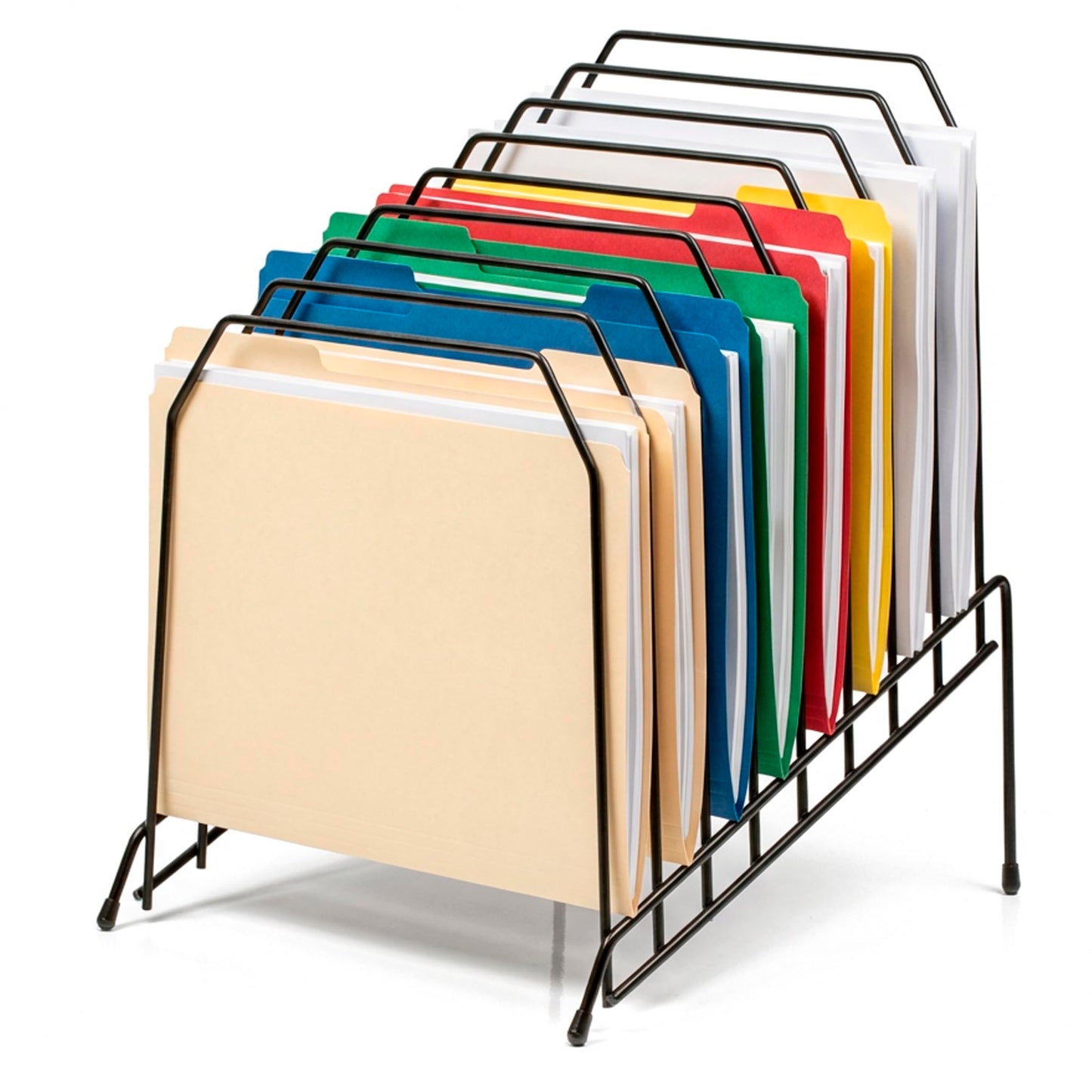 Officemate Large Incline 8 Compartment Wire Caddy, Black, 8.5 x 10.375 x 12.625 Inches