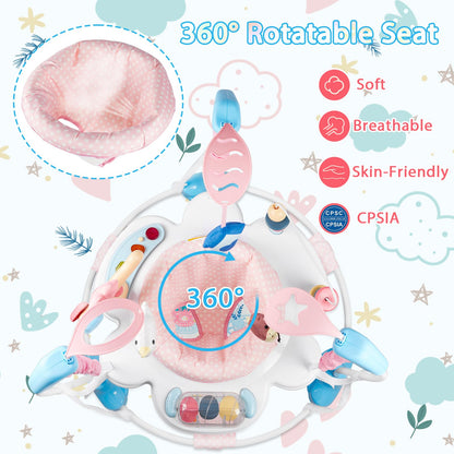 Otrolepota Baby Activity Center, Infant Jumpers and Bouncers with Music, Lights, Infant Toys, 360°Rotating Seat, 3 Adjustable Heights, Baby Play and Learning Center for 6+ Months
