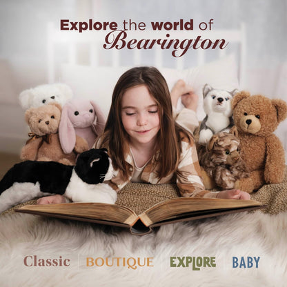 Bearington Huggles Creamy White Teddy Bear Stuffed Animal Toy - 16" Soft-Fur Teddy Bear Plushies with Satin Bow - Cuddly Stuffed Bears Plush Gift for Birthday, Anniversary, Holiday, or Graduation