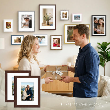 Golden State Art, 8x10 Picture Frame with Mat for 5x7 Photo - High Definition Glass Wall Mounting or Tabletop Display (Brown, 1 Pack)