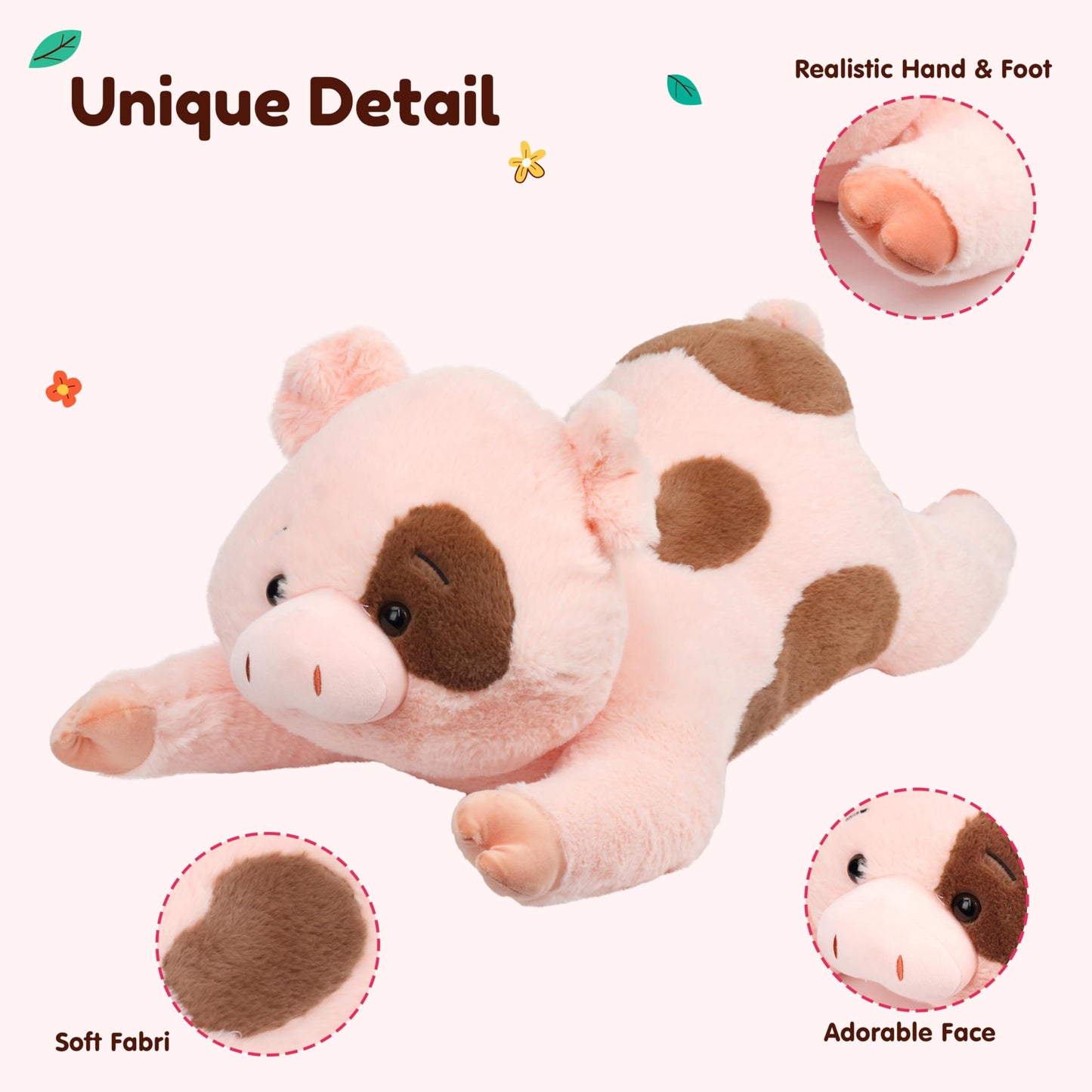 Cudhug Pig Stuffed Animal, Giant 32" Stuffed Piggy, Large Soft Plush Pig Toy Birthday Holiday Party Gifts for Kids Girls Boys