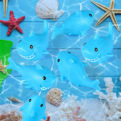 Mototo 60 Pieces Rubber Shark Toys Bulk, Cute Bath Squishy Toys Small Swimming Bathtub Pool Kids Play for Shark Week Themed Box Goodie Bags Treasure Hunt Carnival Cruise Birthday Party Favor, Blue