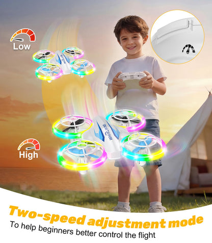 TURN RAISE Mini Drone for Kids & Beginners - RC Quadcopter with Colorful LED Lights, 360° Flips, 3 Batteries 27 Min Flight, 2 Speed Modes, One Key Take Off, Indoor Flying Toy Gift for Boys Girls