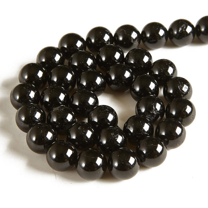 35pcs 10mm Black Tourmaline Beads Natural Gemstone Beads Round Loose Beads for Jewelry Making
