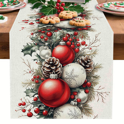 Christmas Table Runner, Seasonal Winter Kitchen Table Decoration, Suitable for Winter Christmas Family Gathering Indoor 13x72 inches (13x72 inches, Red and White Bell)