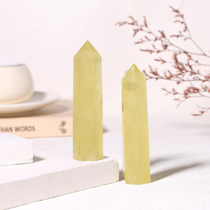ZHIYUXI3.7-4" Citrine Crystal Yellow Crystal Wand Hexagonal Pointed Gemstones Healing Crystals Tower Stone 1 Pc Large Crystals Reiki Energy Balancing Meditation Therapy Decoration Gifts