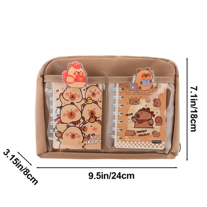 Lebaley Capybara Gifts - 27PCS Capybara Pencil Case，Capybara Stationery Set，Cute Back to School School Supplies，Pencil Bag include Gel Pens Pencil Sticky Notes Pins Notebook Card Holder Key Chain
