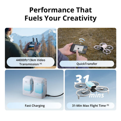 DJI Flip Two Battery Combo Without Screen Remote Controller, Drone With 4K UHD Camera for Adults, Palm Takeoff, Auto Return, Intelligent Flight, 2 Batteries