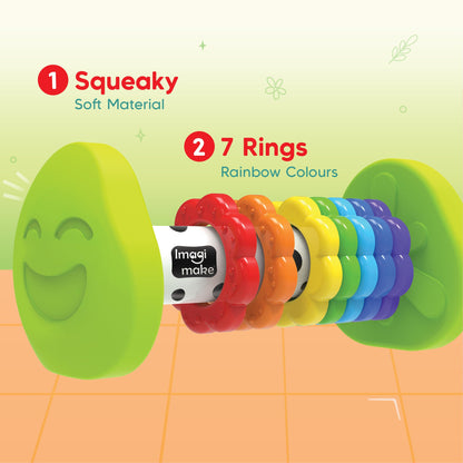 Imagimake Tummy Time Roller | Leaps & Bounds Baby Toys for 3+ Months | Early Learning Toy for Toddlers & Infants | 2-in-1 Play & Grow - Squeaky Sounds | Non-Toxic | Newborn Baby Gift for 3+ Months