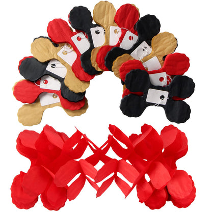 Red-Black Gold Party-Decorations Streamers Garland - 12pcs Casino-Theme Graduation 2026 4-Leaf Clover Paper Streamer,Game Night Wedding Birthday Baby Bridal Shower Banners Decor Ouruola