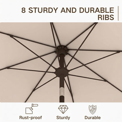 Kingdura 9FT Outdoor Patio Umbrella, Market Table Umbrella with Push Button Tilt and Crank, 8 Sturdy Fiberglass Ribs, UV Protection for Pool, Lawn, Deck, Backyard, Garden (Beige)
