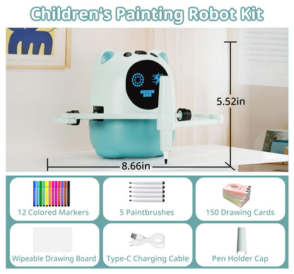 Drawing Robot for Kids with 150 Cards& 12 Color Pens，Montessori Drawing Learning Toys,Interactive Educational Robot Drawing Machine for 3 4 5 6 7 8 Year Old Boys Girls Christmas Birthday Party Present