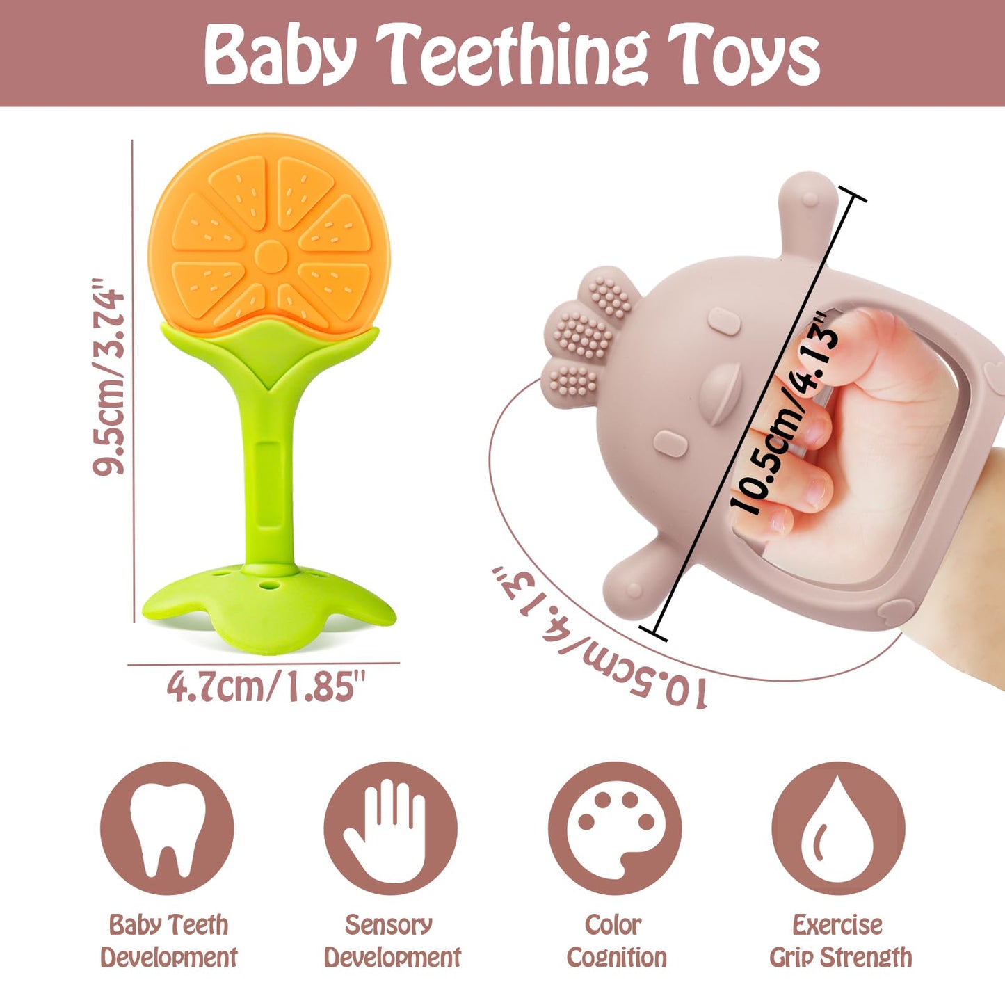 Teething Toys (10 Pack) - Tinabless Infant Teething Relief Toys&Teething Mitten Set, BPA-Free, Natural Organic Freezer Safe for Infants and Toddlers, Silicone Baby Teethers