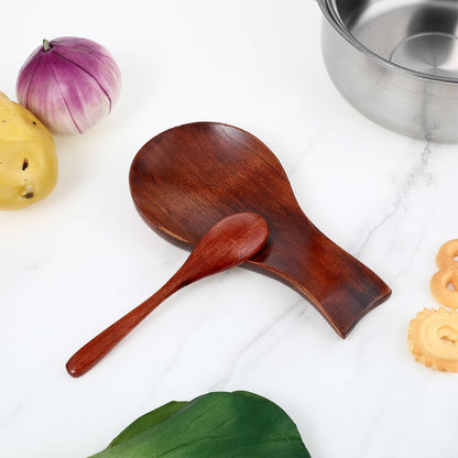 1 PCS Wooden Spoon Rest for Kitchen Counter, Smooth Wood Spoon Holder for Stove Top, Perfect Wood Utensil Rest for Spatula, Modern and Rustic Utensil Holder for Farmhouse (7.17"×3.62")