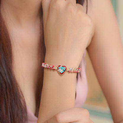 MOOGEEN Jasper Heart Beaded Bracelet for Women, Adjustable Chakra Bracelets for Best Friends, Friendship Gifts for Bestie, Valentines Day Christmas Gifts for Women, Unique Stone Wrap Bracelet