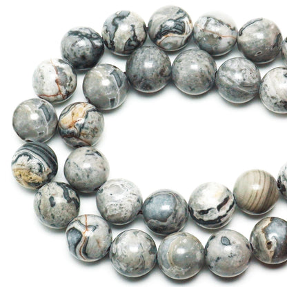 DIQIO Natural Stone Gemstone Beads for Jewelry Making - Map Jasper Beads for Bracelets, 6mm Semi Precious Round Beads (58-60pcs, 6mm, Map Jasper)
