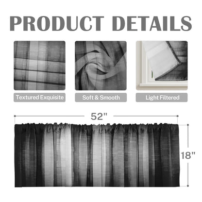 Emvency 2 Pack Dark Grey Valances Window Treatments, Gray Striped Abstract Blackout Drapes Adjustable Curtain for Windows Living Room Kitchen Over Sink, 52x18 Inch Rod Pocket Valances
