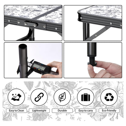 Outdoor Side Table, Portable 3 Adjustable Height Small Outdoor Folding Table, Aluminum Foldable Patio Side Tables for Outside Indoor, Plant Stand Coffee End Table for Pool, Porch,Garden, Balcony