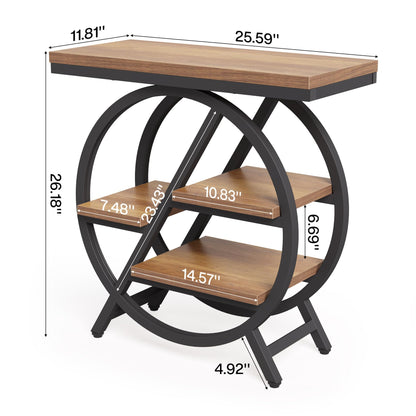 End Table, Narrow Side Table with 4-Tier Large Storage Space, Modern Bedside Table for Living Room, Home Office, Bedroom, Natural