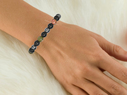 Amazing Gemstone Health Bracelet - Unakite Black Obsidian Hematite Bracelet Set for Men Women Healing Calming Anxiety Stress Relief Gifts Pulseras Para Hombres Mujer Stocking Stuffers (Adjustable)