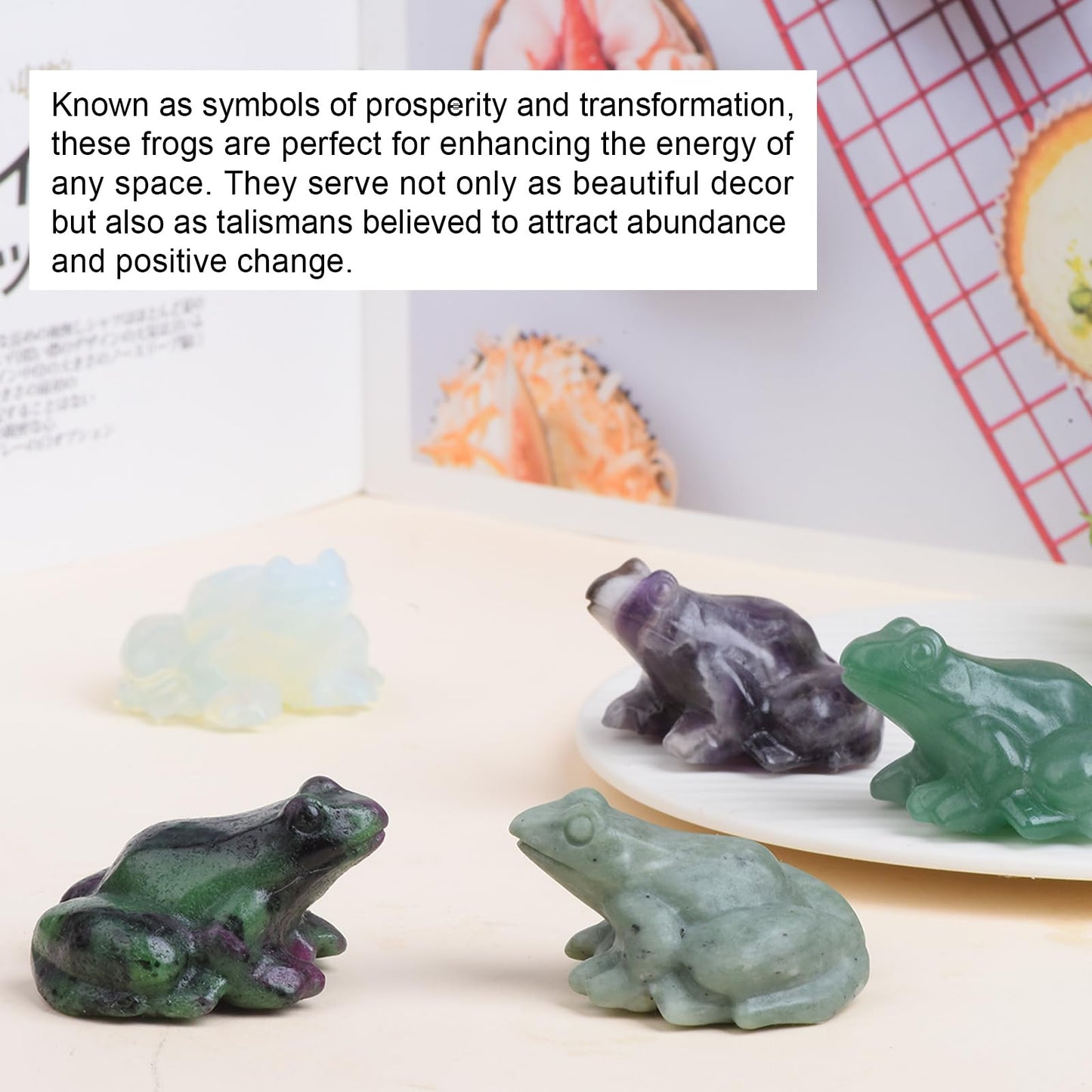 QLRSUXN 2 Inch Fluorite Frog Crystal Figurine,Frog Gifts Healing Crystal Decor，Frog Garden Statue Stone Energy Gemstones, in Bedroom Office Christmas Meditation Gifts Aquarium Decoration