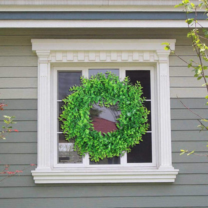 U'Artlines 23.6" Front Door Wreaths Artificial Spring Summer Greenery Hanging Garland for Home Wedding Wall Window Decoration (23.6'' Boxwood,1)