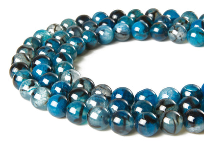 100pcs 6mm Blue Dragon Vein Agate Beads Natural Gemstone Beads Round Loose Beads for Jewelry Making