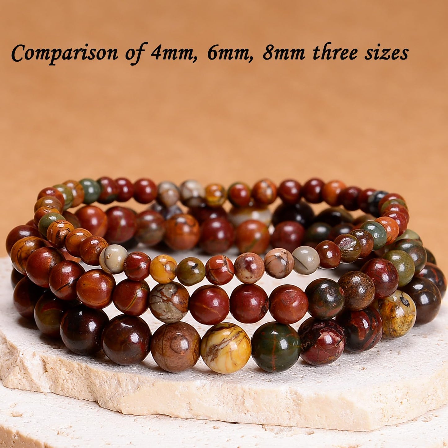 CHCCOYE 4mm Natural Healing Gemstone Bracelet Handmade Yoga Stretch Elastic Bracelet Stress Relief Crystal Jewelry for Men and Women (4mm Picasso)