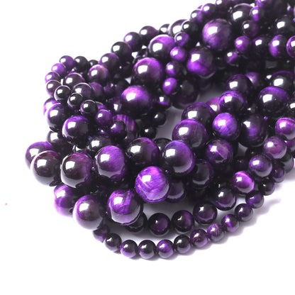 45PCS 8MM AAA Purple Tiger Eye Stone Beads Natural Gemstone Bead Crystal Healing Energy Jewelry Making DIY 15 inches