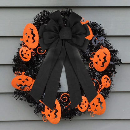 NUVCELKA Black Large Bow for Wreath Tree Topper 11x21 Inch Linen Texture Wired Ribbon Big Bows for Front Door Halloween Farmhouse Decor Gift