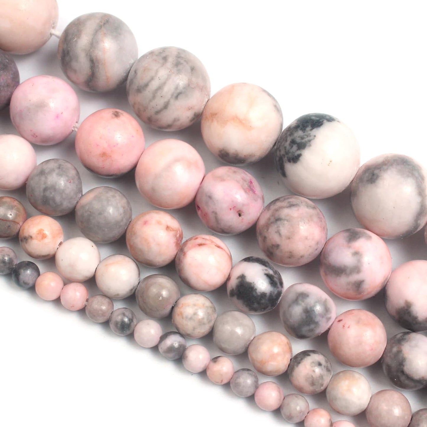 Cynbpm Natural Stone Beads for Jewelry Making Bracelet Adults Crafts Gemstones Necklace Supplies Embroidery Pink Zebra Loose Beads 6mm