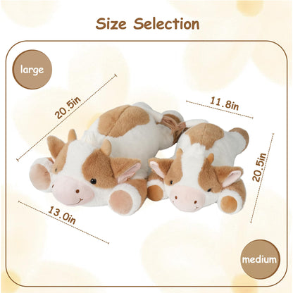 GILFWM Weighted Stuffed Animals Cow - 20.5" Cute Toy Pillow Plushie Gifts for Kids Boys Girls & Adults, 3 lbs Soft Washable Plush Pillowfort