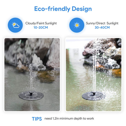 Solar Fountain, Floating Solar Powered Water Fountain Pump for Bird Bath, Garden, Pond, Pool, Outdoor (1W)