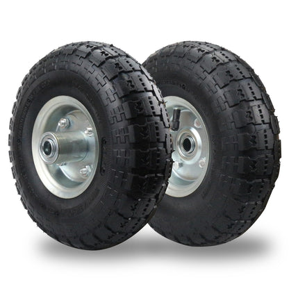 (2 Pack) RRQ 10 Inch Pneumatic Wheel 4.10/3.50-4 Tire, 10" Pneumatic Wheels with 5/8" Bearings,2.2" Offset Hub for Garden Cart, Hand Truck, Lawn Cart, Mower