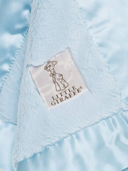 Little Giraffe Luxe Ultra-Plush Mini Blanky 17″×17″ – Baby Security Blanket & Lovey, Faux-Fur Plush with Satin Border, Newborn Infant Snuggle Blanket Gift - Blue