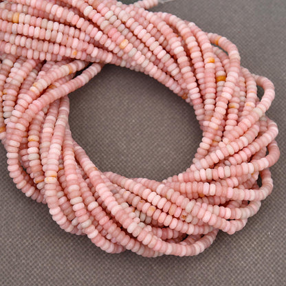 BONNY BOXX 1 Strand (150PCs) Natural 2 * 4mm Pink Opal Rondelle Beads, Natural Abacus Disk Stone Beads Loose Spacer Gemstone for DIY Bracelet Necklace Jewelry Making