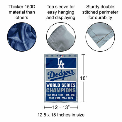 Dodgers 9 Time World Champions Series Double Sided Garden Flag
