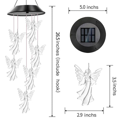 Angel Solar Wind Chimes, Angel Wind Chimes for Outside,Best Gifts for Mom Grandma Women Wife Aunt Sister, Unique Mobile Wind Chime, Garden Yard Decor