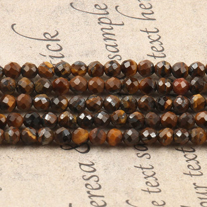 Song Xi 120pcs 3mm Natural Yellow Tiger Eye Gemstone Beads Faceted Round Loose Stone Beads for Jewelry Making