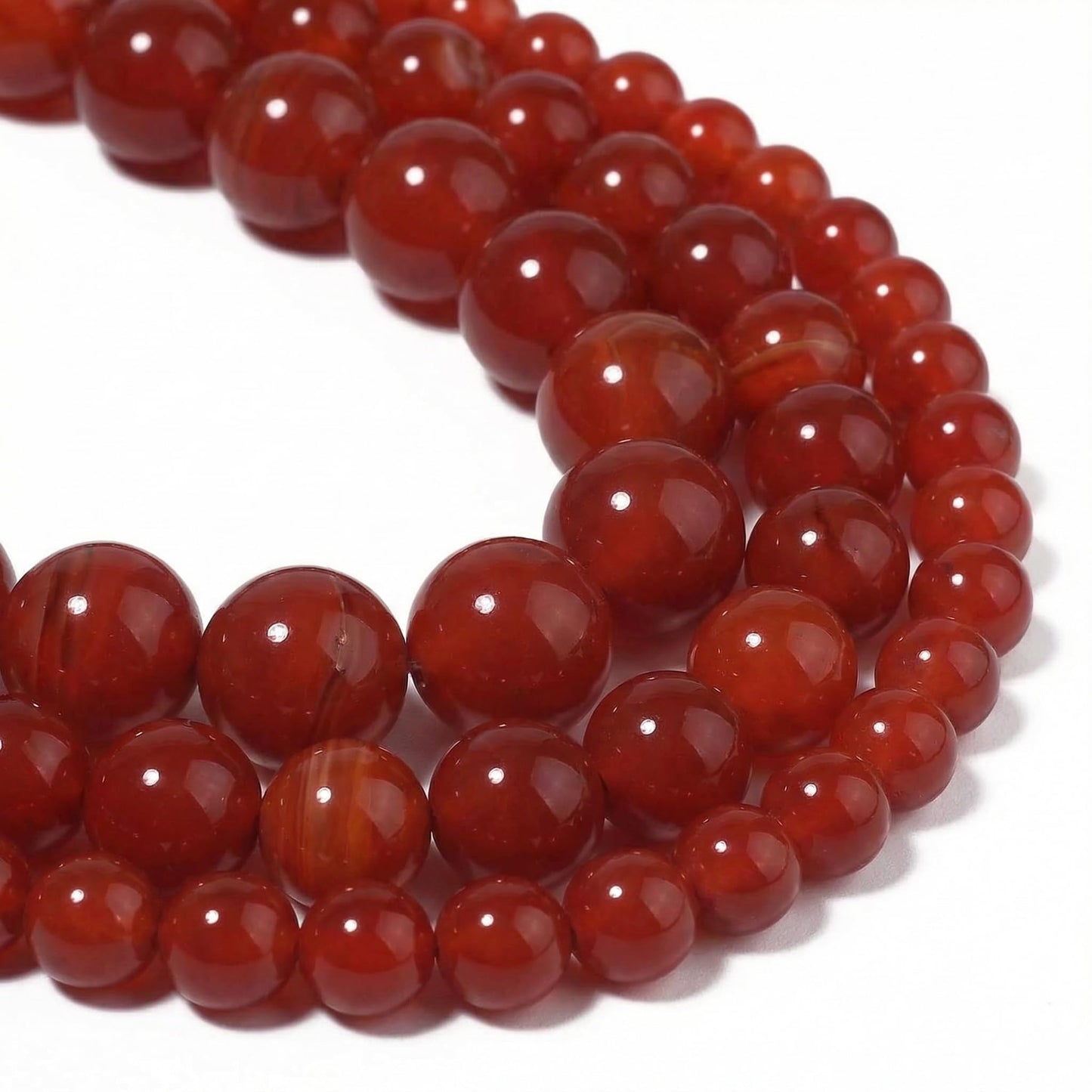 Yochus 45pcs Red Onyx Agate Beads，8mm Healing Power Natural Stone Round Loose Beads for Jewelry Making Earring Necklace DIY Crafts