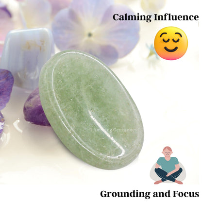 Amazing Gemstone Green Aventurine Worry Stone Crystals and Healing Stones - Worry Stones for Stress Relief Gifts - Piedra Crystal Fidget for Meditation - Unique Stocking Stuffers and Birthday Gifts