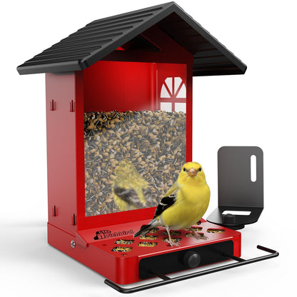 Richbird All-Metal Bird Feeder, Wall & Pole Mountable, 2.4L Large Capacity, Chew-Proof & Weather-Resistant Design, Easy to Clean & Fill, Wild Birds Feeder for Backyard & Garden, for Men Women Gift