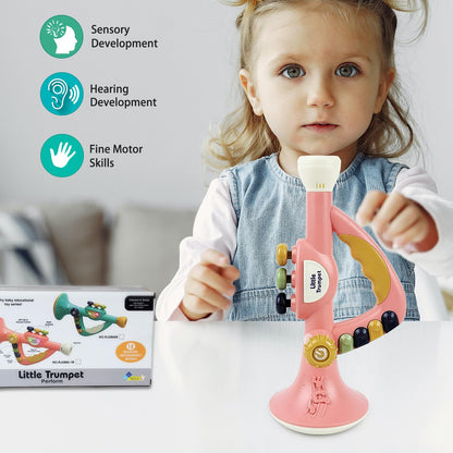 IIROMECI Musical Toys for Kids, Little Trumpet Toy for Toddlers, Blow Horn Baby Educational Toys, Infants Music Toy for Girls Boys Ages 1 2 3 Years Old (Pink)