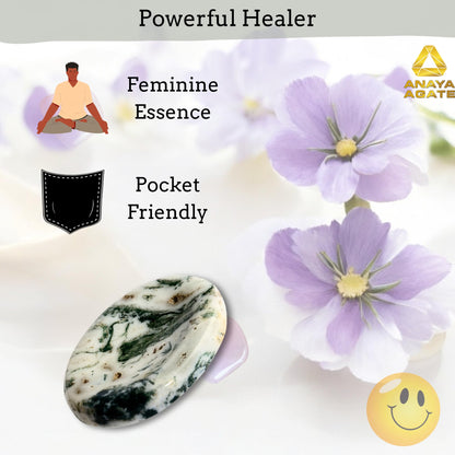 Anaya Agate Tree Agate Worry Stones Certified Crystal Thumb Worry Stone for Anguish, Relaxing and Soothing Balance Stones for Meditation, Stress Relief Crystals and Healing Stones for Men, Women