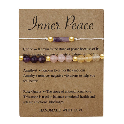 MORIANCE Amethyst, Citrine, Rose Quartz Crystal Bracelets - Spiritual Anxiety Relief & Protection Healing Bracelet for Women & Men